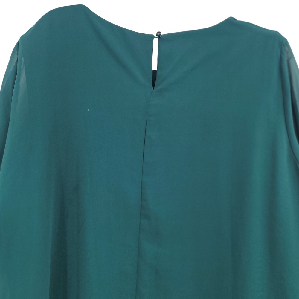 Women's Teal Chiffon Lagenlook Elegant Boho Formal Whimsigoth Sz XXL Tunic Dress - Picture 5 of 9